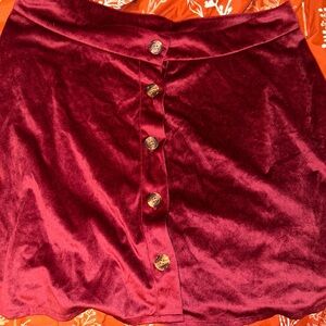 SHEIN Burgundy Button-Up Mini Skirt
